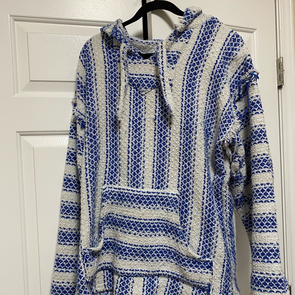 Blue Mexican blanket jacket